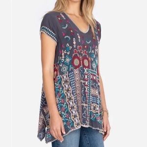 NEW Johnny Was Madhuri Boho Embroidered Geometric Top Tunic Medium